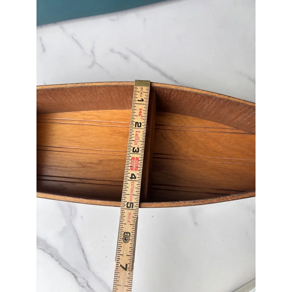 Wooden Boat Shelf Nautical Navy Blue Wall Decor Canoe Display 15.5 Inch